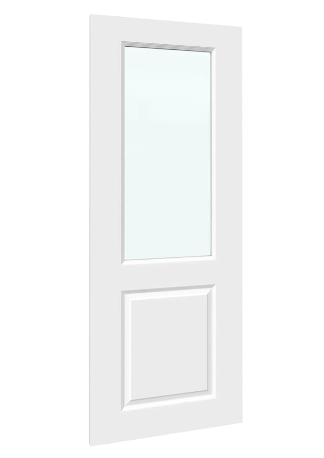 White Smooth 2 Panel Clear Glass Door