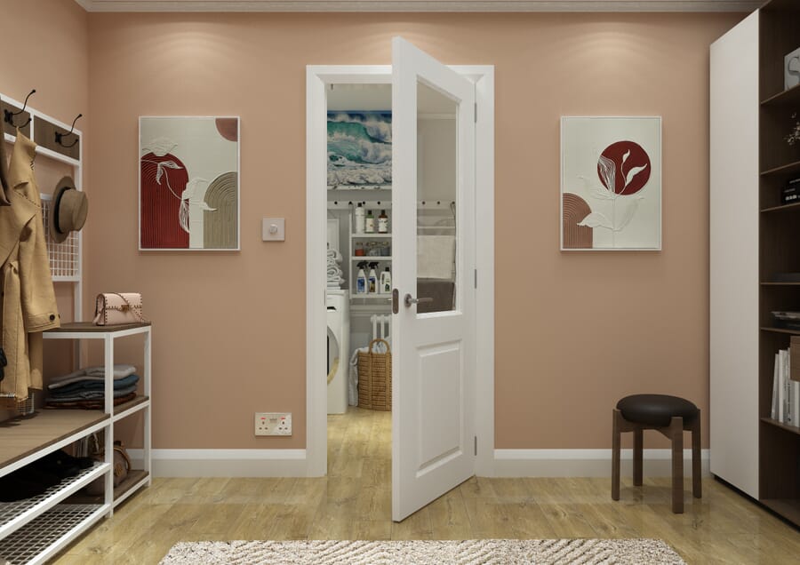 White Smooth 2 Panel Clear Glass Door