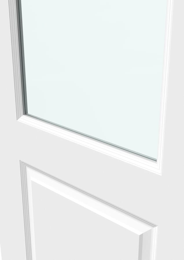 White Smooth 2 Panel Clear Glass Door