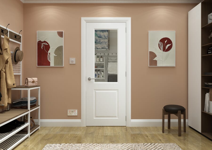 White Smooth 2 Panel Clear Glass Door