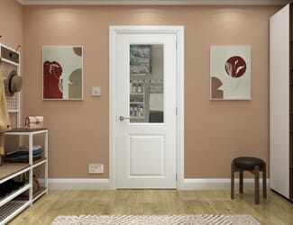 White Smooth 2 Panel Moulded Clear Glass Internal Doors