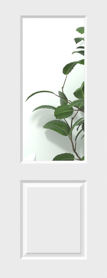 White Smooth 2 Panel Clear Glass Door