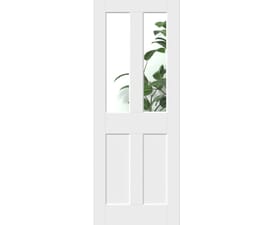 White Smooth Flat 4 Panel Clear Glass Internal Doors