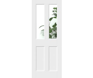 White Smooth Flat 4 Panel Clear Glass Internal Doors