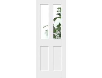 White Smooth Flat 4 Panel Moulded Clear Glass Internal Doors