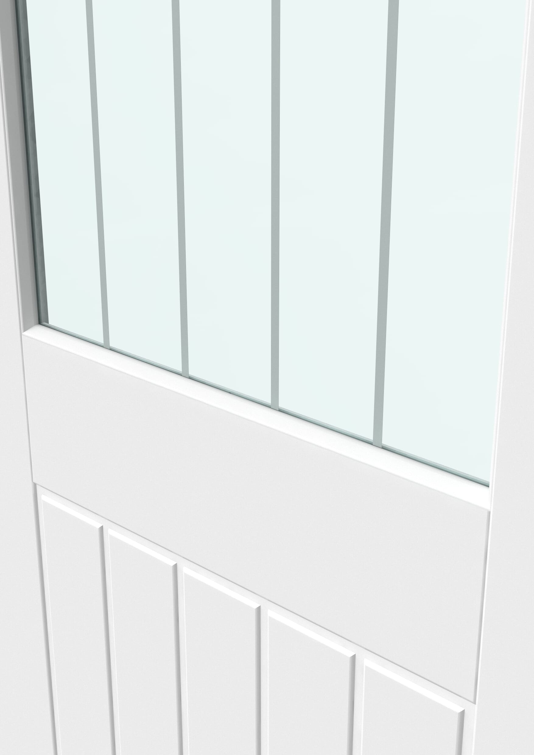 1981x838x35mm (33") White Smooth Mexicano Clear Glass with Frosted Lines Internal Doors