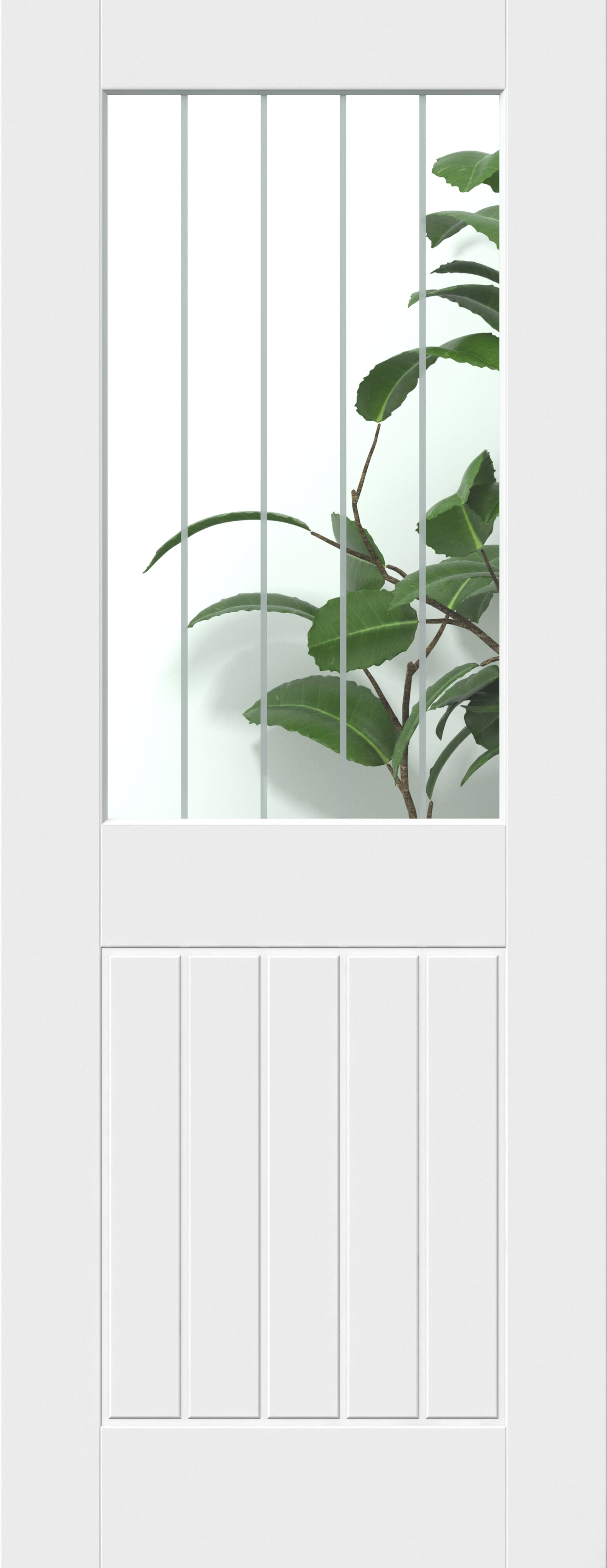 White Smooth Mexicano Clear Glass with Frosted Lines Internal Doors