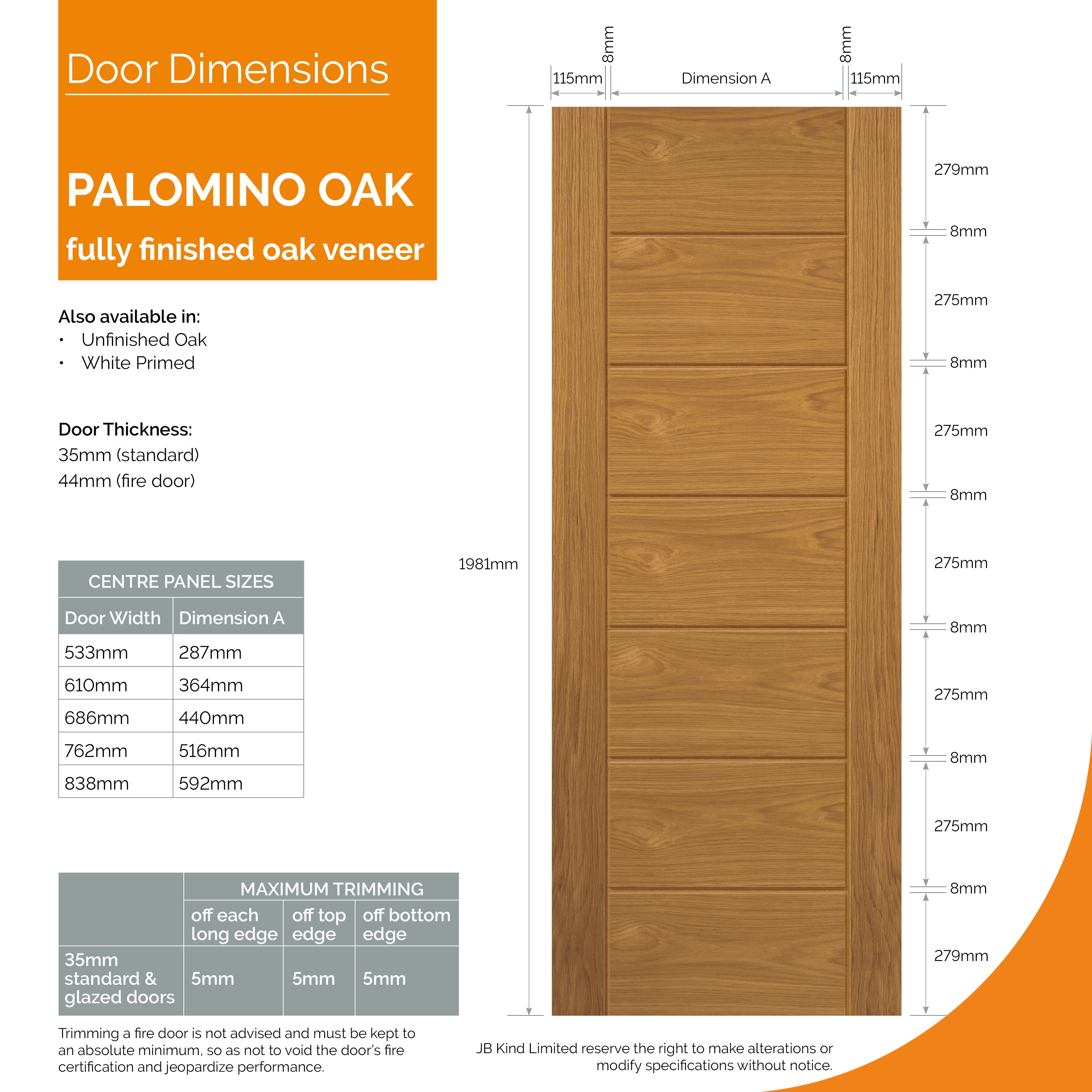 2040x726x40mm Palomino Oak - Prefinished Internal Doors