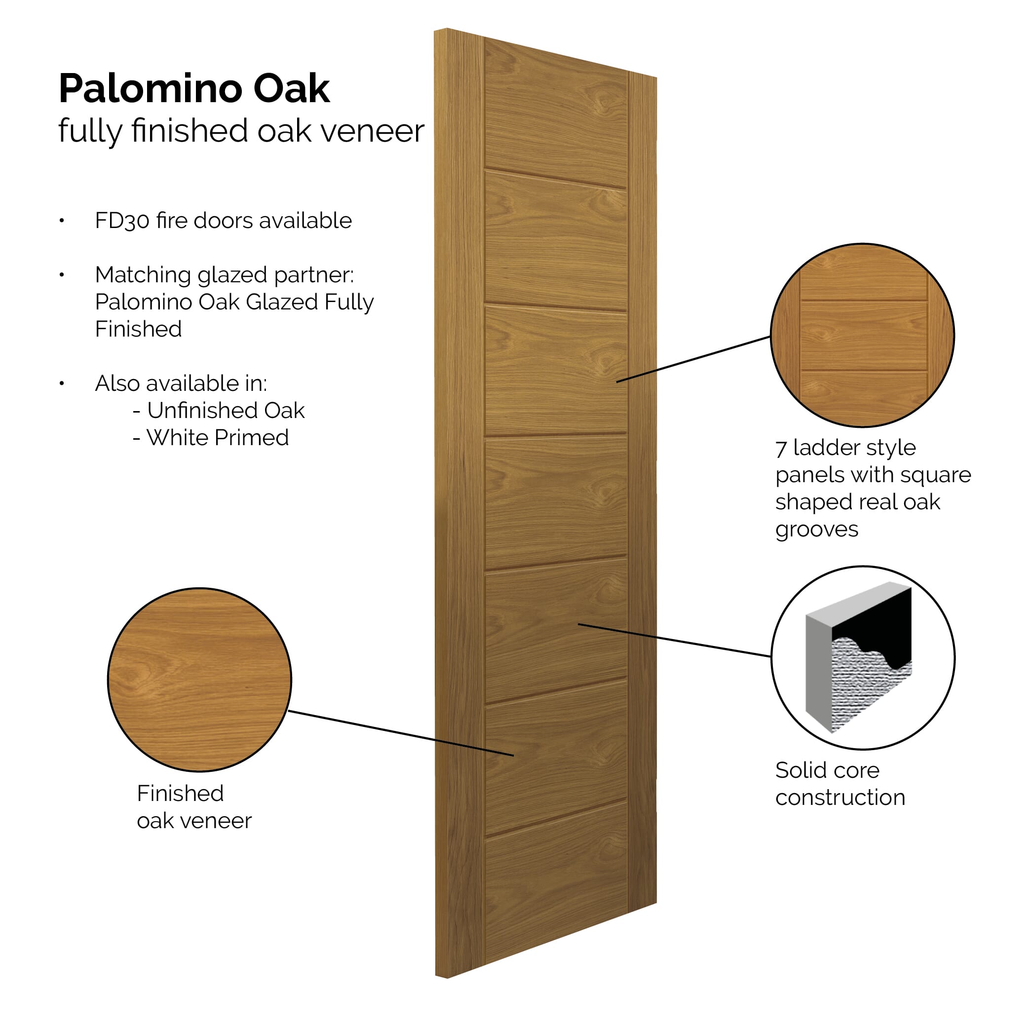 2040x726x40mm Palomino Oak - Prefinished Internal Doors