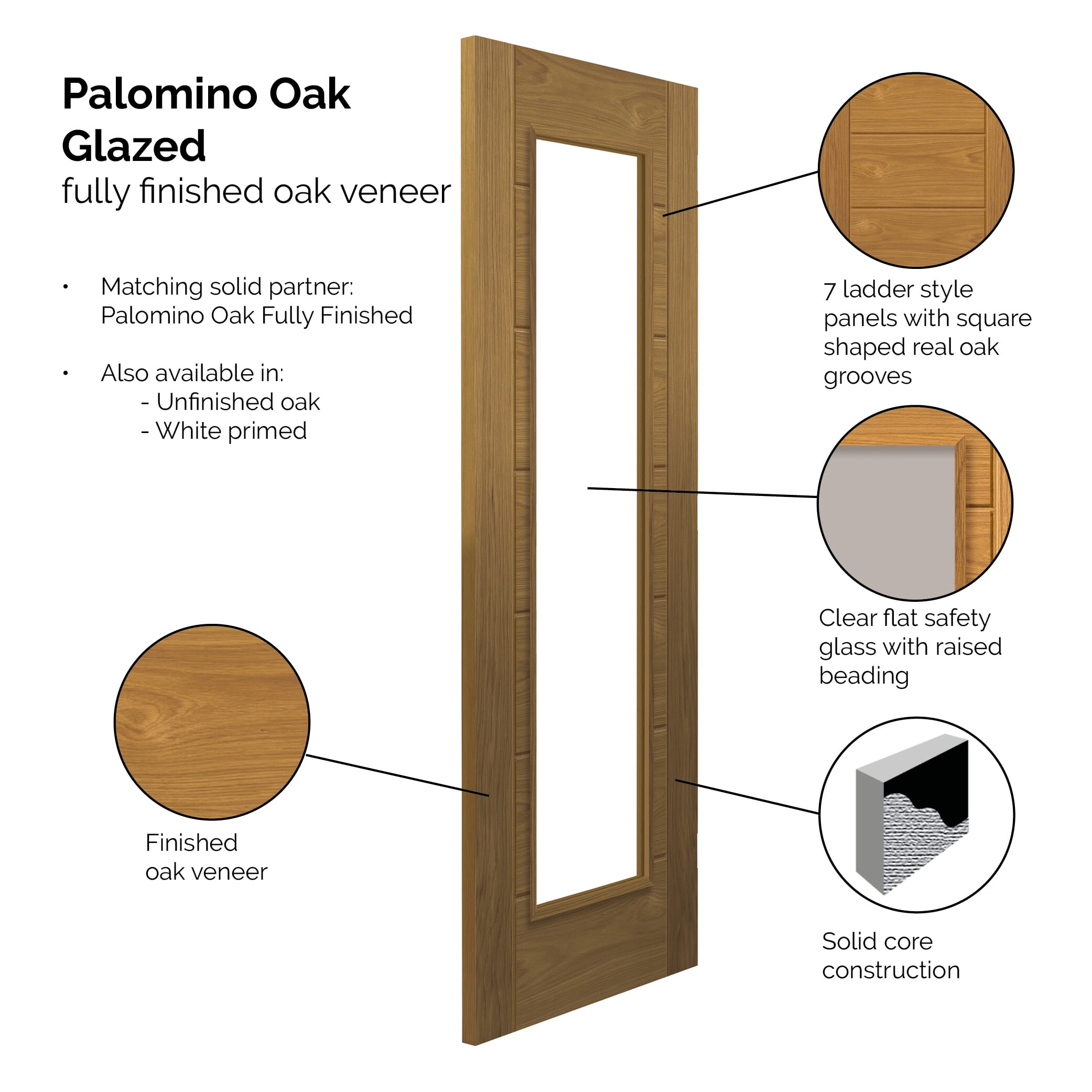 2040x626x40mm Palomino Oak 1L - Prefinished Internal Doors