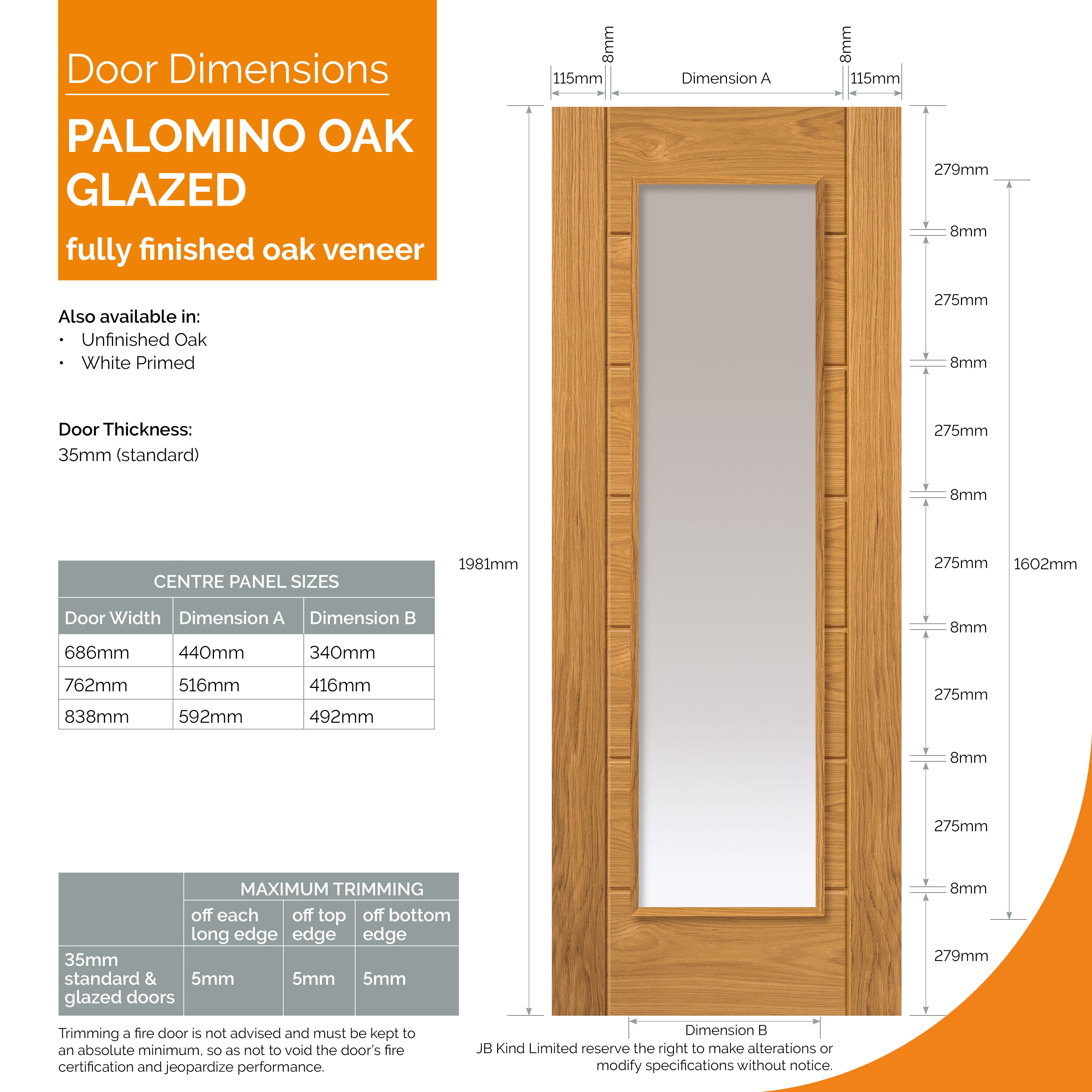 2040x626x40mm Palomino Oak 1L - Prefinished Internal Doors