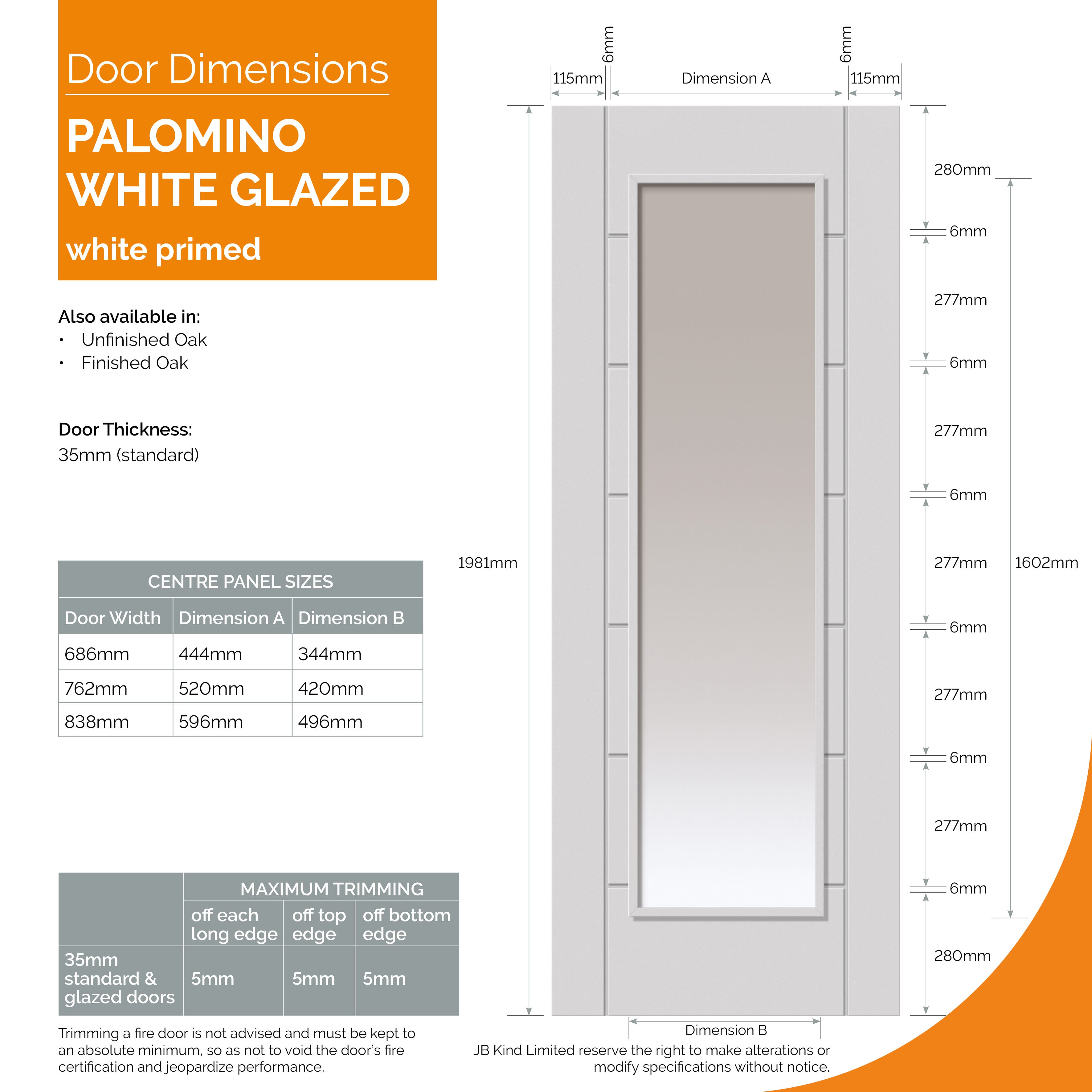 1981x686x35mm (27") White Palomino 1L Internal Doors
