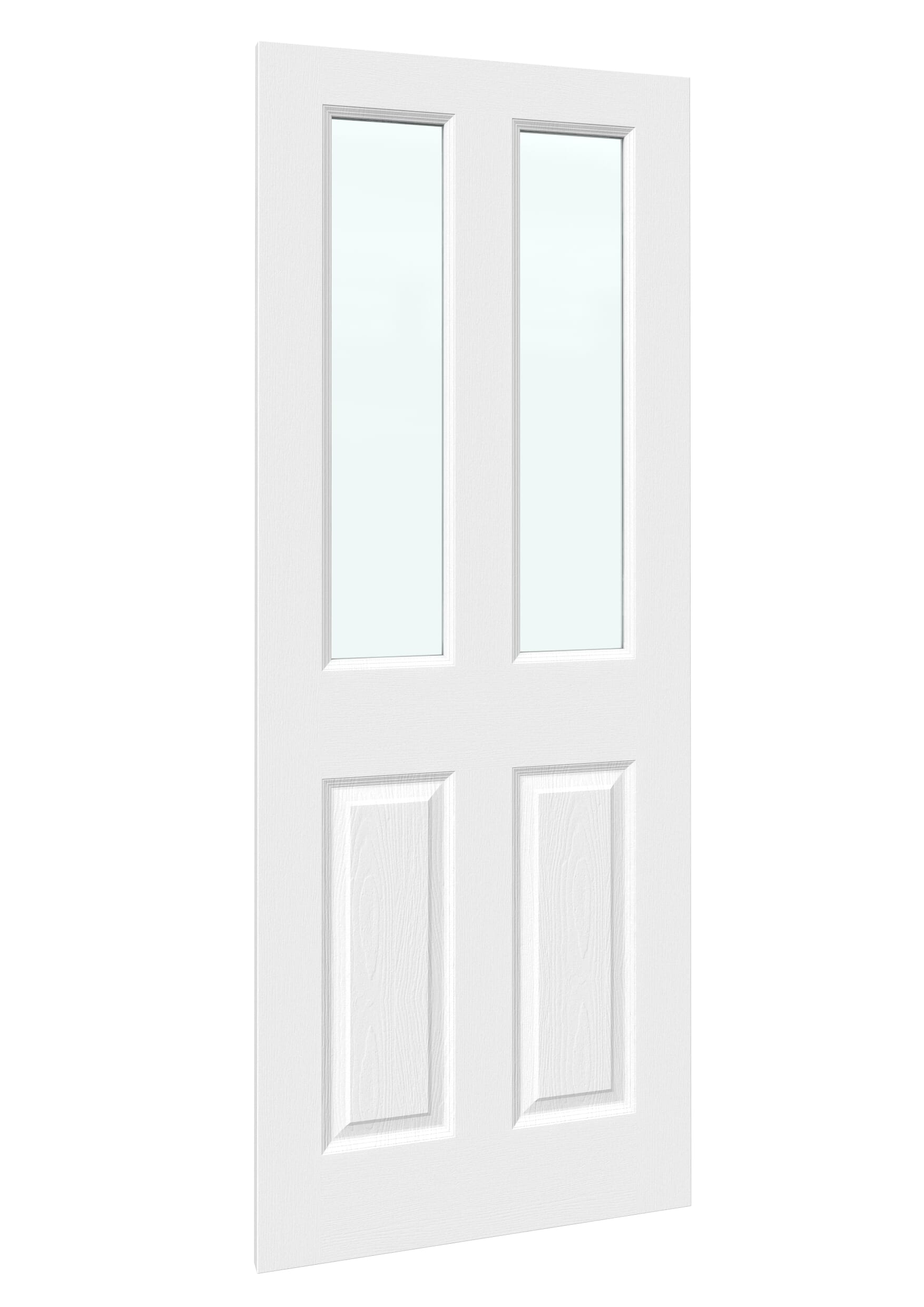 1981mm x 686mm x 35mm (27") White Grained 4 Panel Clear Glass Internal Doors