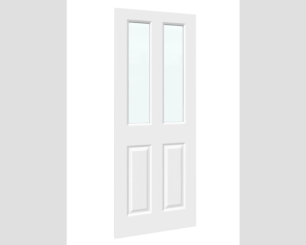 1981mm x 686mm x 35mm (27") White Grained 4 Panel Clear Glass Internal Doors