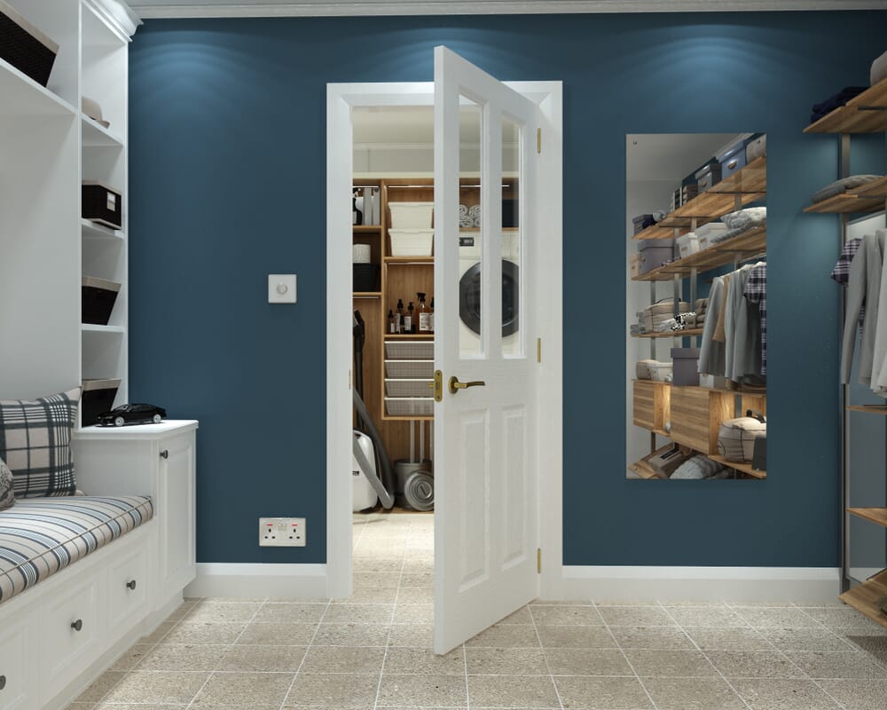 1981mm x 686mm x 35mm (27") White Grained 4 Panel Clear Glass Internal Doors
