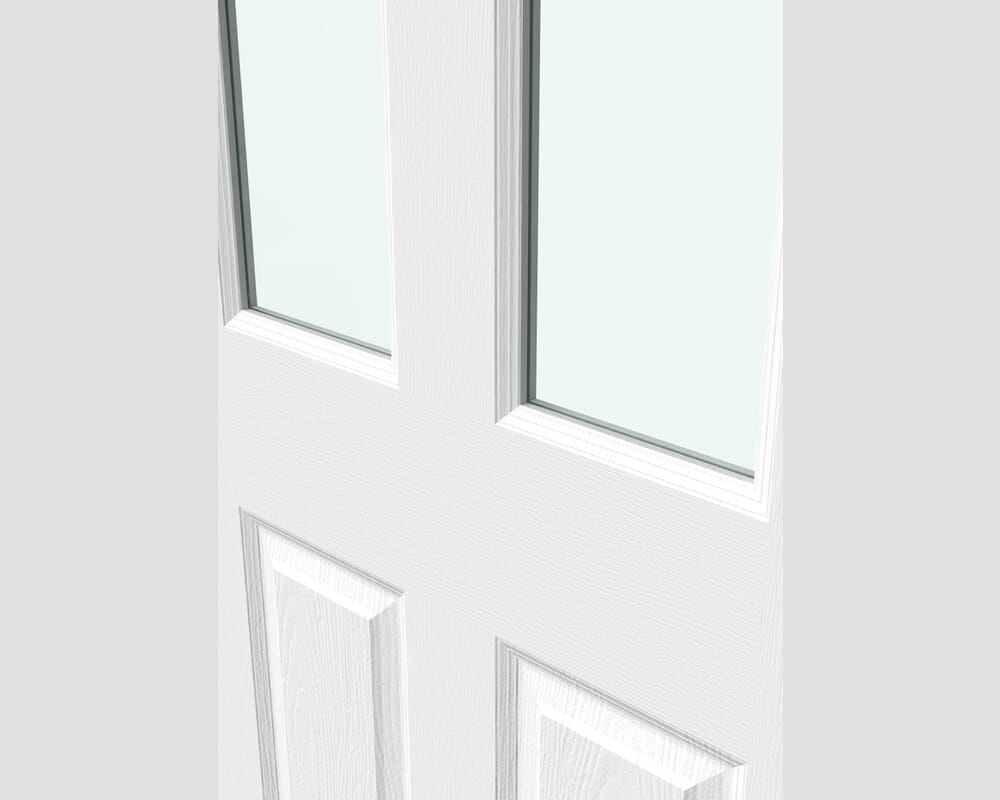 1981mm x 686mm x 35mm (27") White Grained 4 Panel Clear Glass Internal Doors