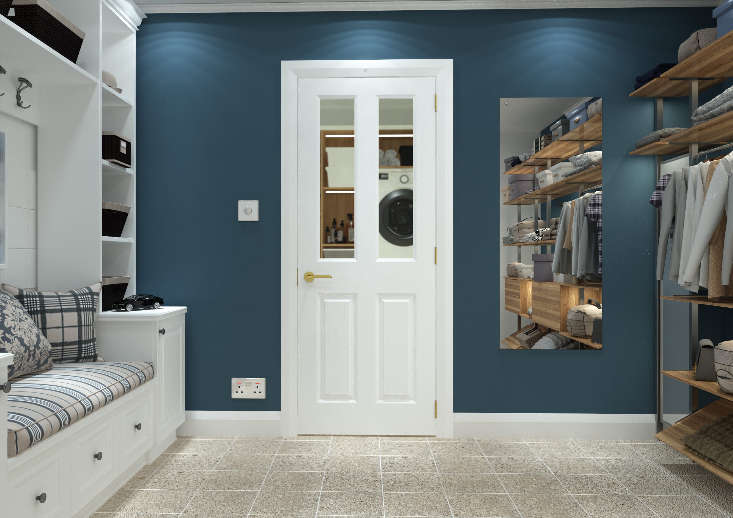 White Grained 4 Panel Clear Glass Internal Doors