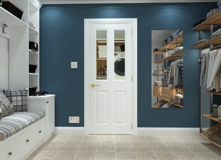 White Grained 4 Panel Clear Glass Internal Doors
