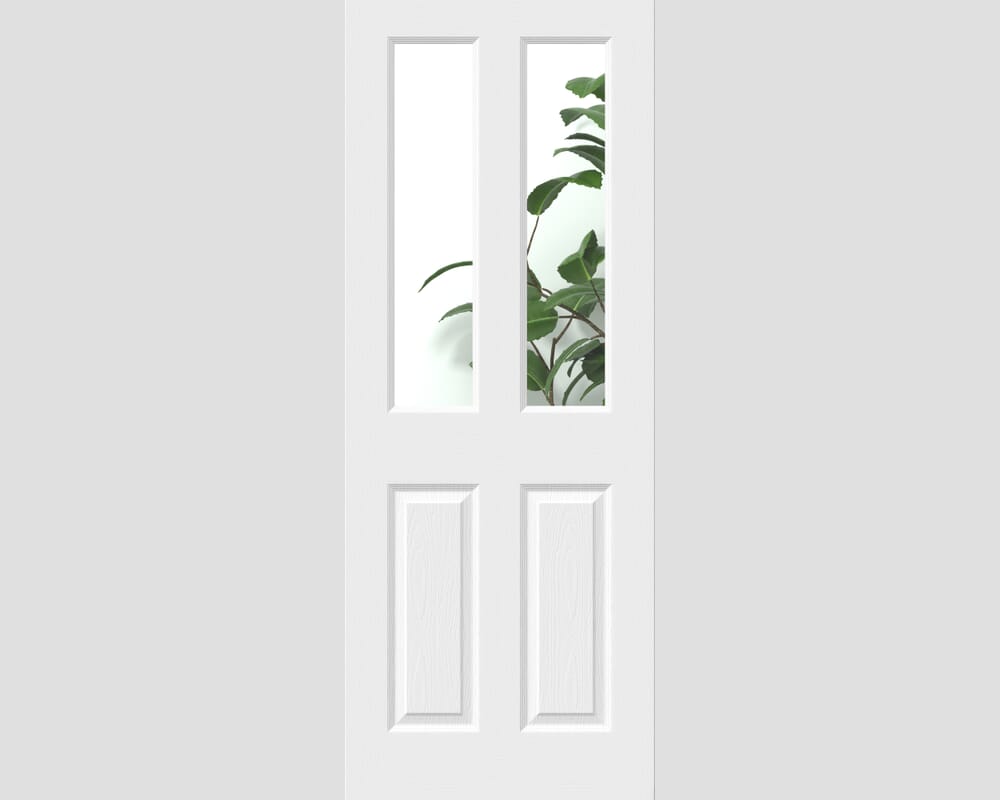 1981mm x 686mm x 35mm (27") White Grained 4 Panel Clear Glass Internal Doors