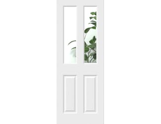 White Grained 4 Panel Moulded Clear Glass Internal Doors