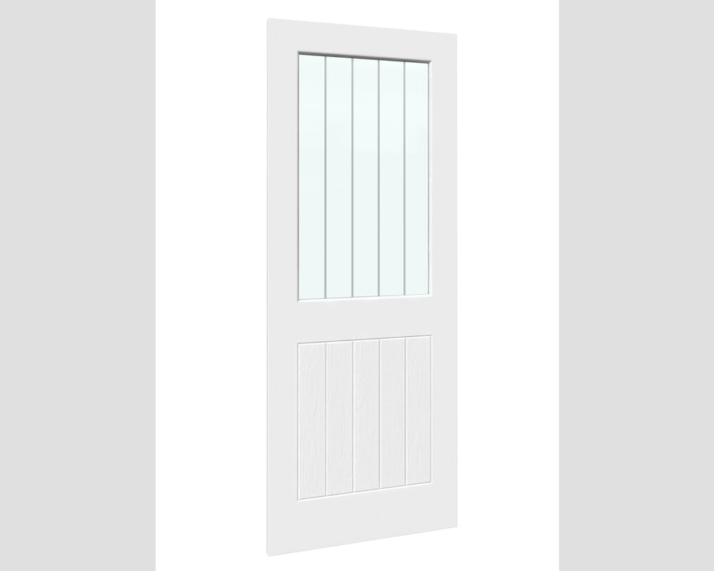1981mm x 686mm x 35mm (27") White Grained Mexicano Clear Glass with Frosted Lines Internal Doors