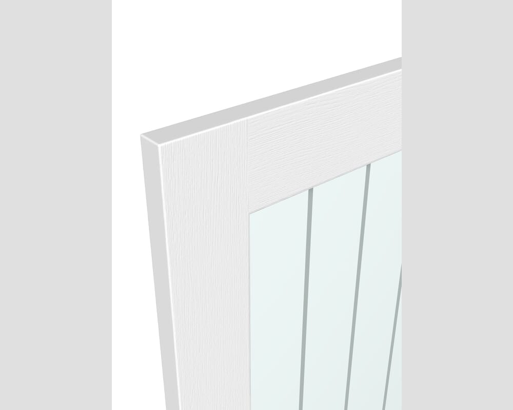 1981mm x 686mm x 35mm (27") White Grained Mexicano Clear Glass with Frosted Lines Internal Doors
