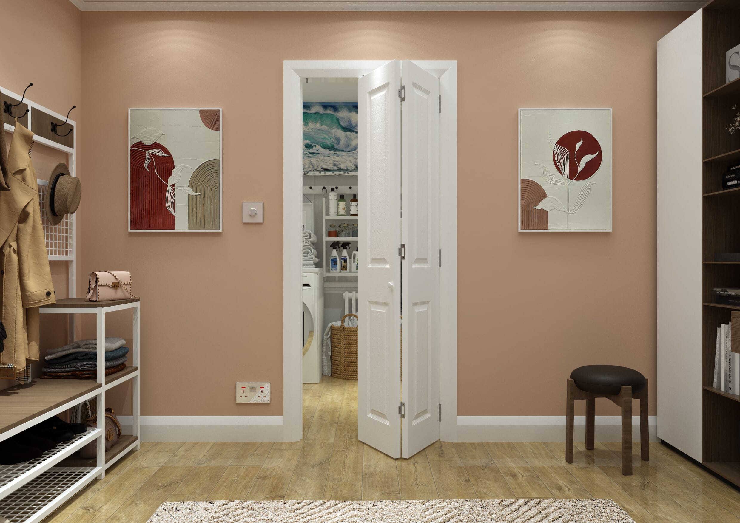 White Grained 4 Panel Bi-fold Doors