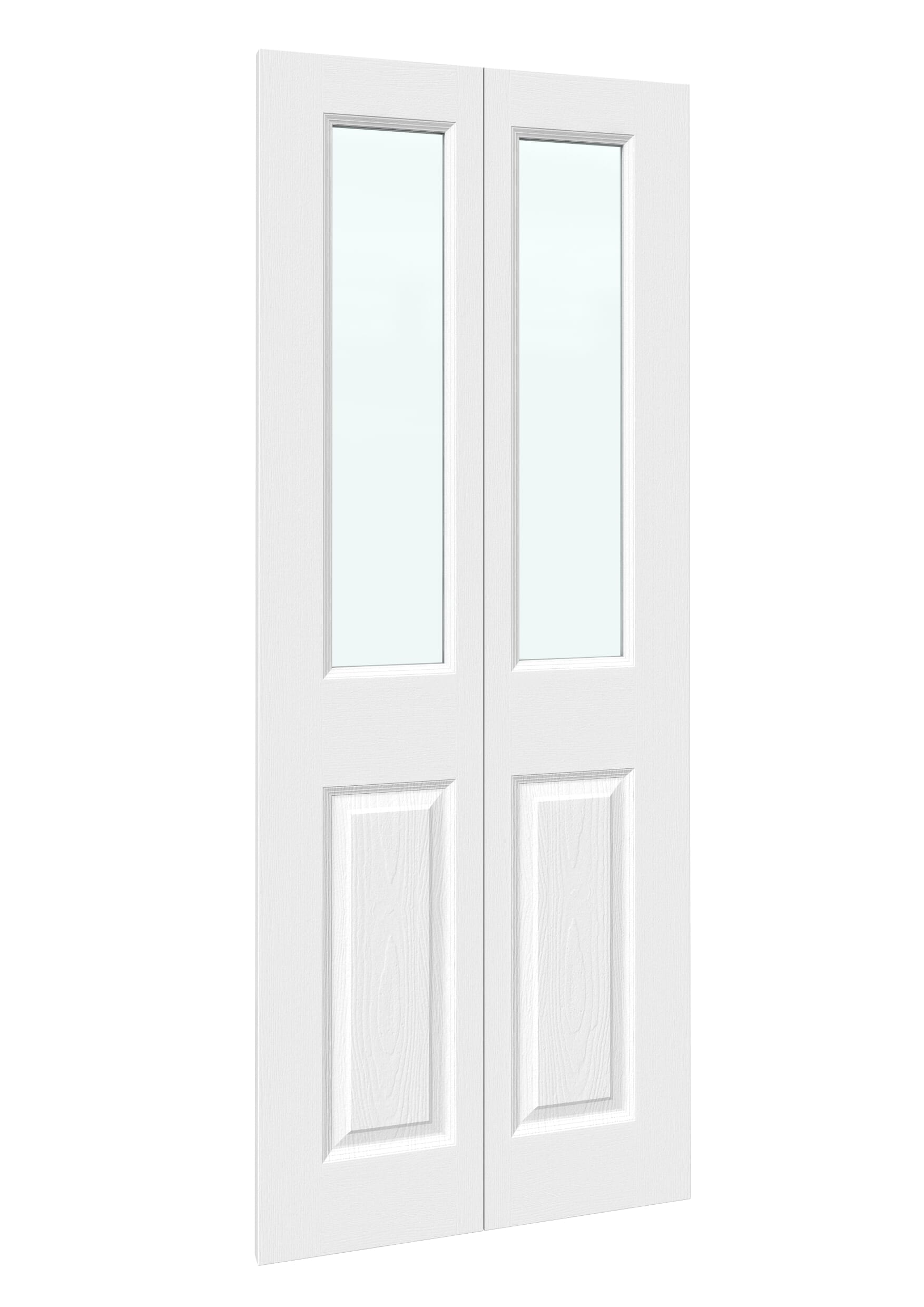 1981mm x 686mm x 35mm (27") White Grained 4 Panel Clear Glass Bi-fold Doors