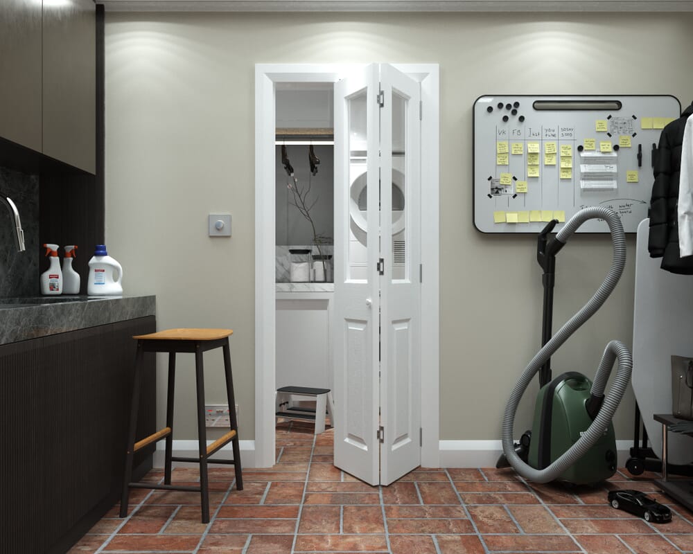 1981mm x 762mm x 35mm (30") White Grained 4 Panel Clear Glass Bi-fold Doors