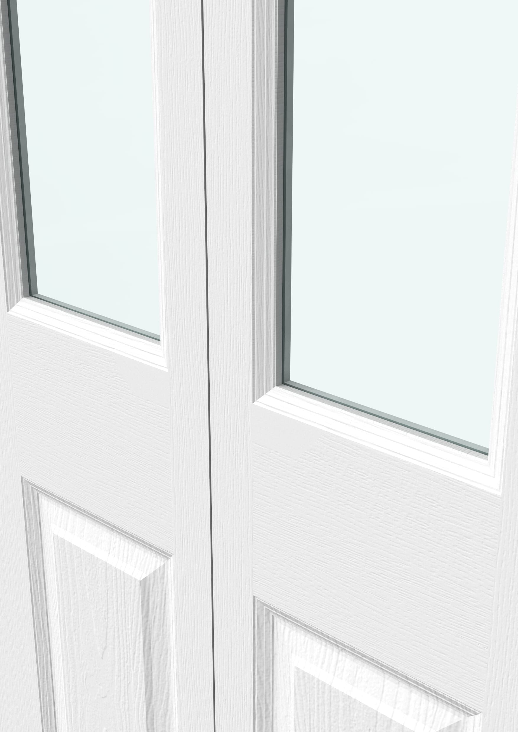 1981mm x 686mm x 35mm (27") White Grained 4 Panel Clear Glass Bi-fold Doors