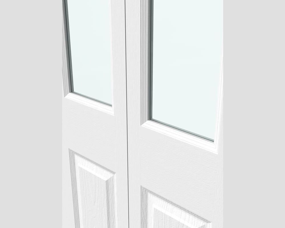 1981mm x 762mm x 35mm (30") White Grained 4 Panel Clear Glass Bi-fold Doors