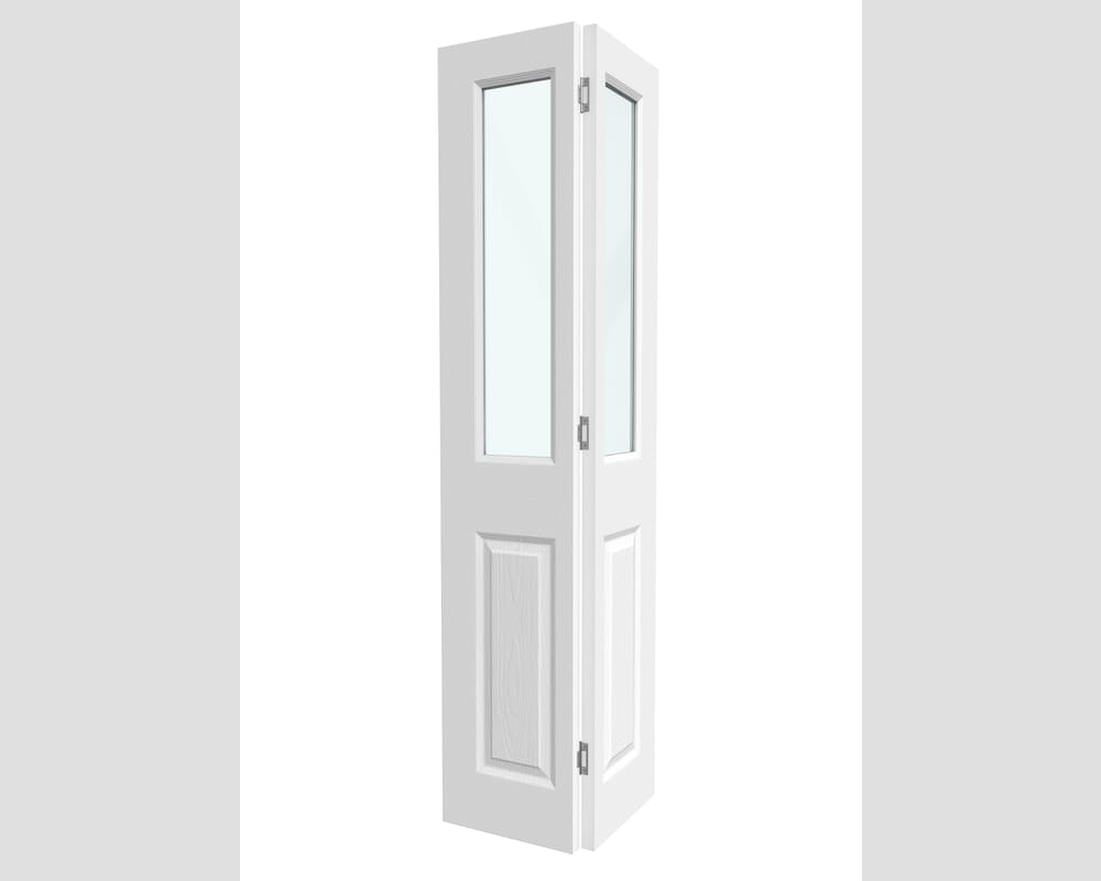 1981mm x 762mm x 35mm (30") White Grained 4 Panel Clear Glass Bi-fold Doors