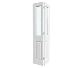 White Grained 4 Panel Clear Glass Bi-fold Doors
