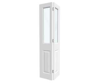 White Grained 4 Panel Clear Glass Bi-fold Doors