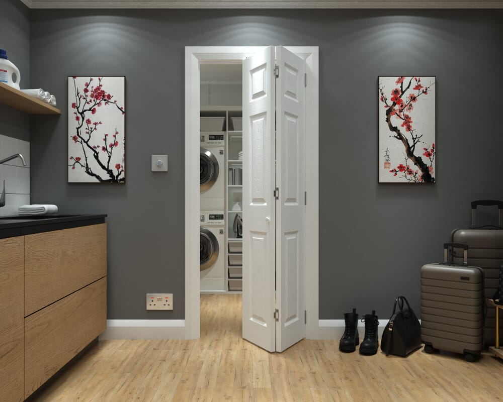 1981mm x 762mm x 35mm (30") White Grained 6 Panel Bi-fold Doors