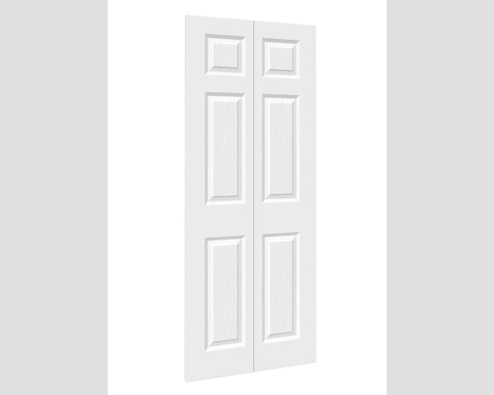 1981mm x 762mm x 35mm (30") White Grained 6 Panel Bi-fold Doors