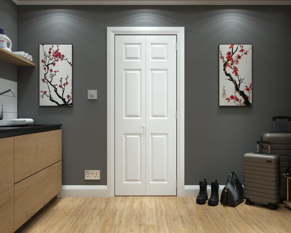 1981mm x 762mm x 35mm (30") White Grained 6 Panel Bi-fold Doors
