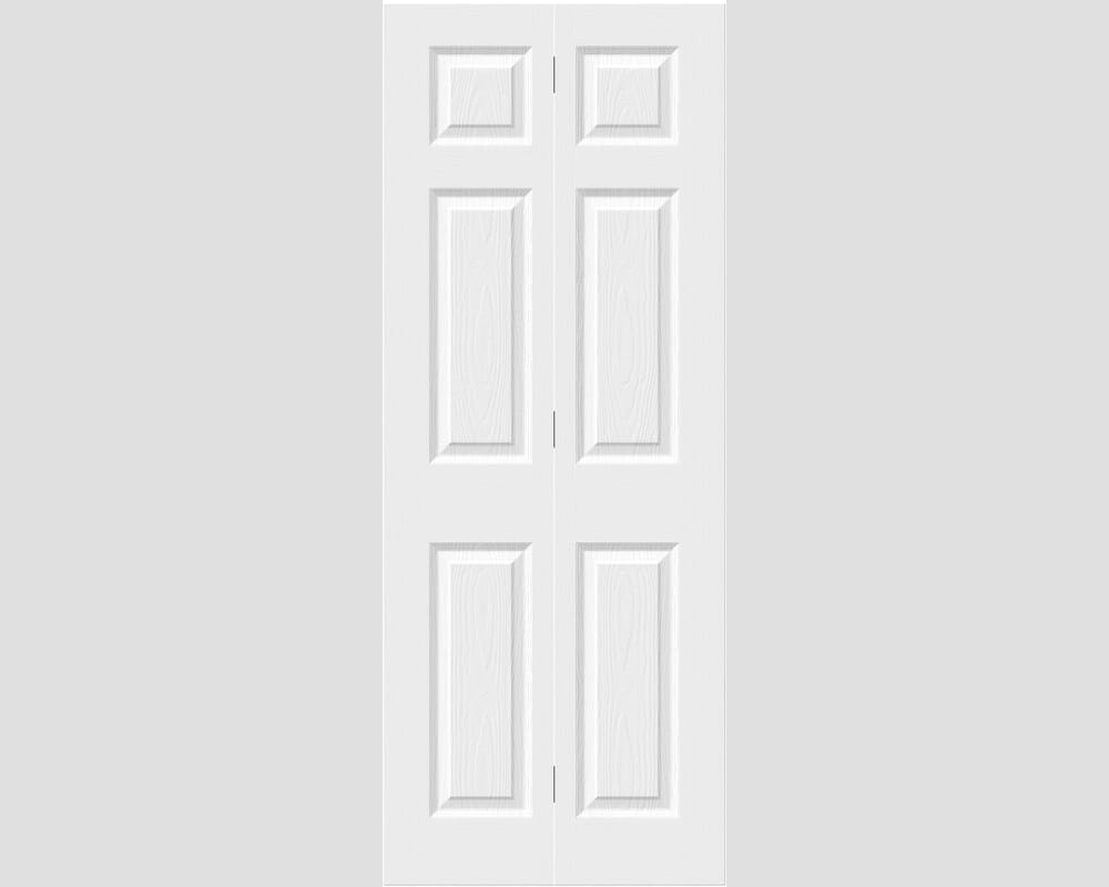 1981mm x 762mm x 35mm (30") White Grained 6 Panel Bi-fold Doors