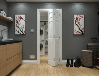 White Grained 6 Panel Bi-fold Doors