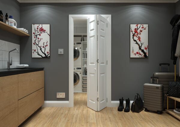 White Grained 6 Panel Bi-fold Doors