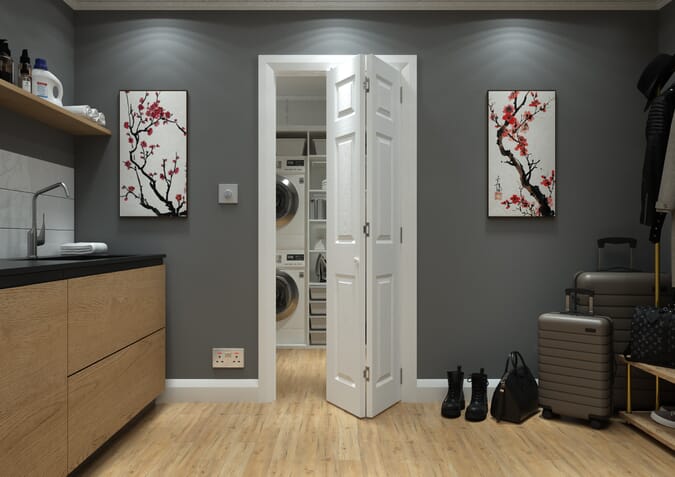 1981mm x 610mm x 35mm (24") White Grained 6 Panel Bi-fold Doors