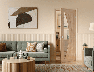 Girona Oak Clear Glass Prefinished Internal Door Set
