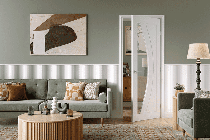 1981x762x35mm (30") Girona White Clear Glass Internal Doors