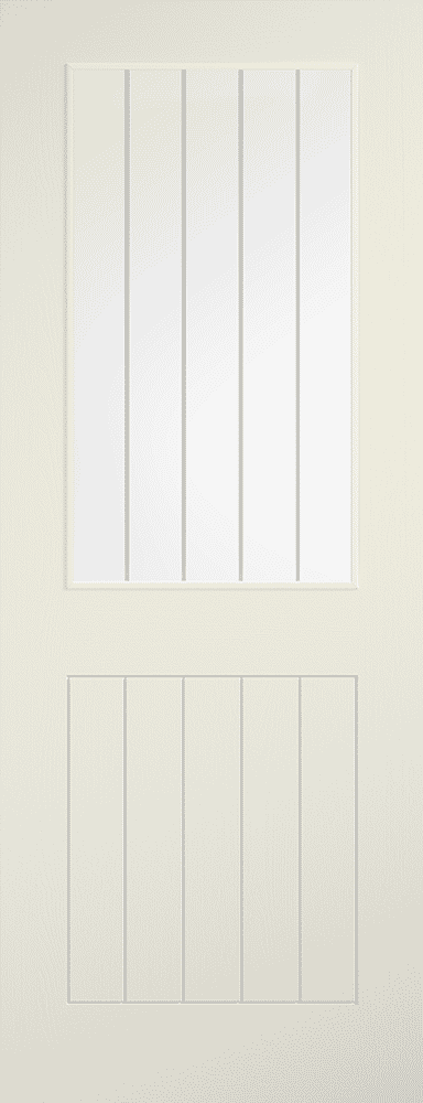 Cottage Ivory Clear Glass with Frosted Lines Laminate Internal Doors