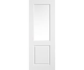 Smooth 2 Panel Glazed White Primed Moulded Internal Doors