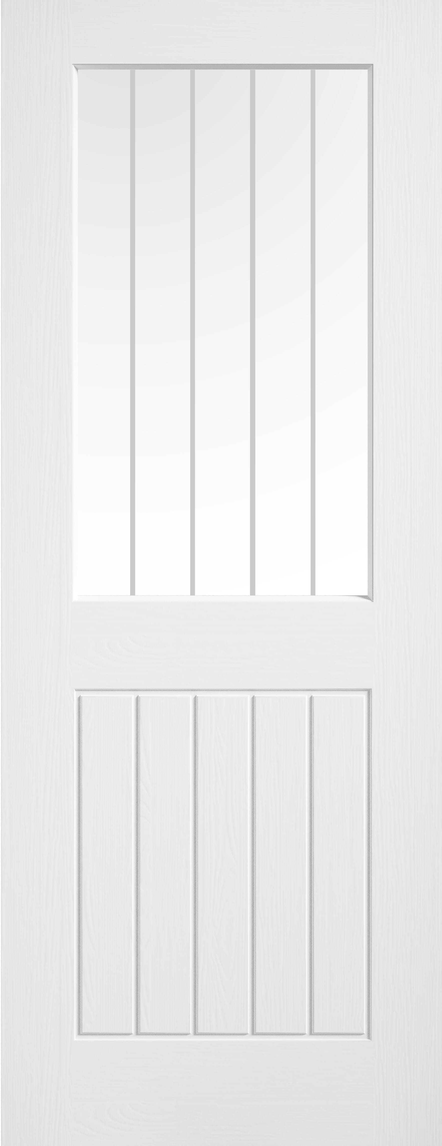 Mexicano White Primed Textured Glazed Moulded Internal Doors