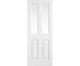 Textured 4 Panel White Primed Glazed Moulded Internal Doors
