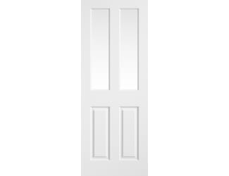 Textured 4 Panel White Primed Glazed Moulded Internal Doors