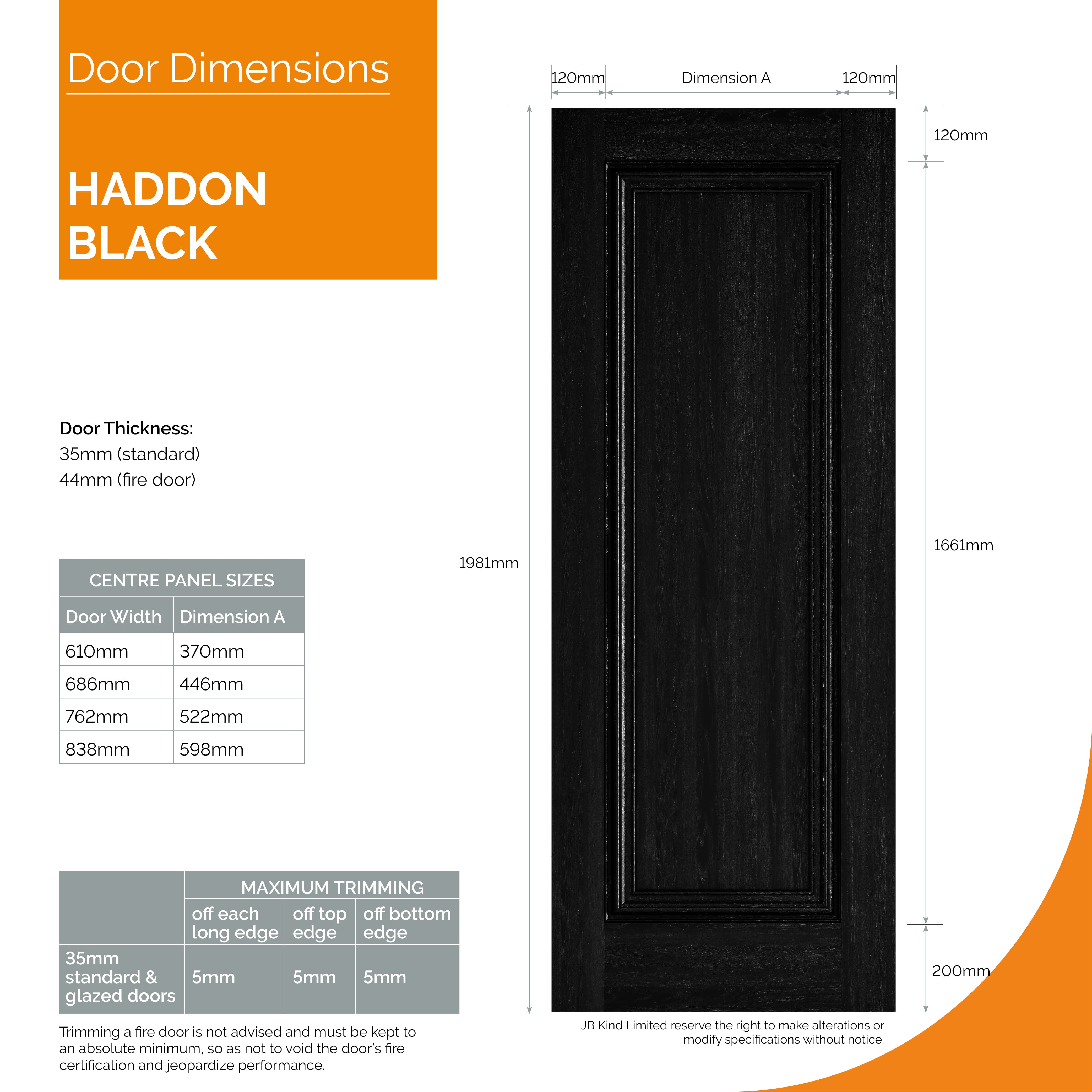 610x1981x35mm Haddon Black Laminate Internal Doors