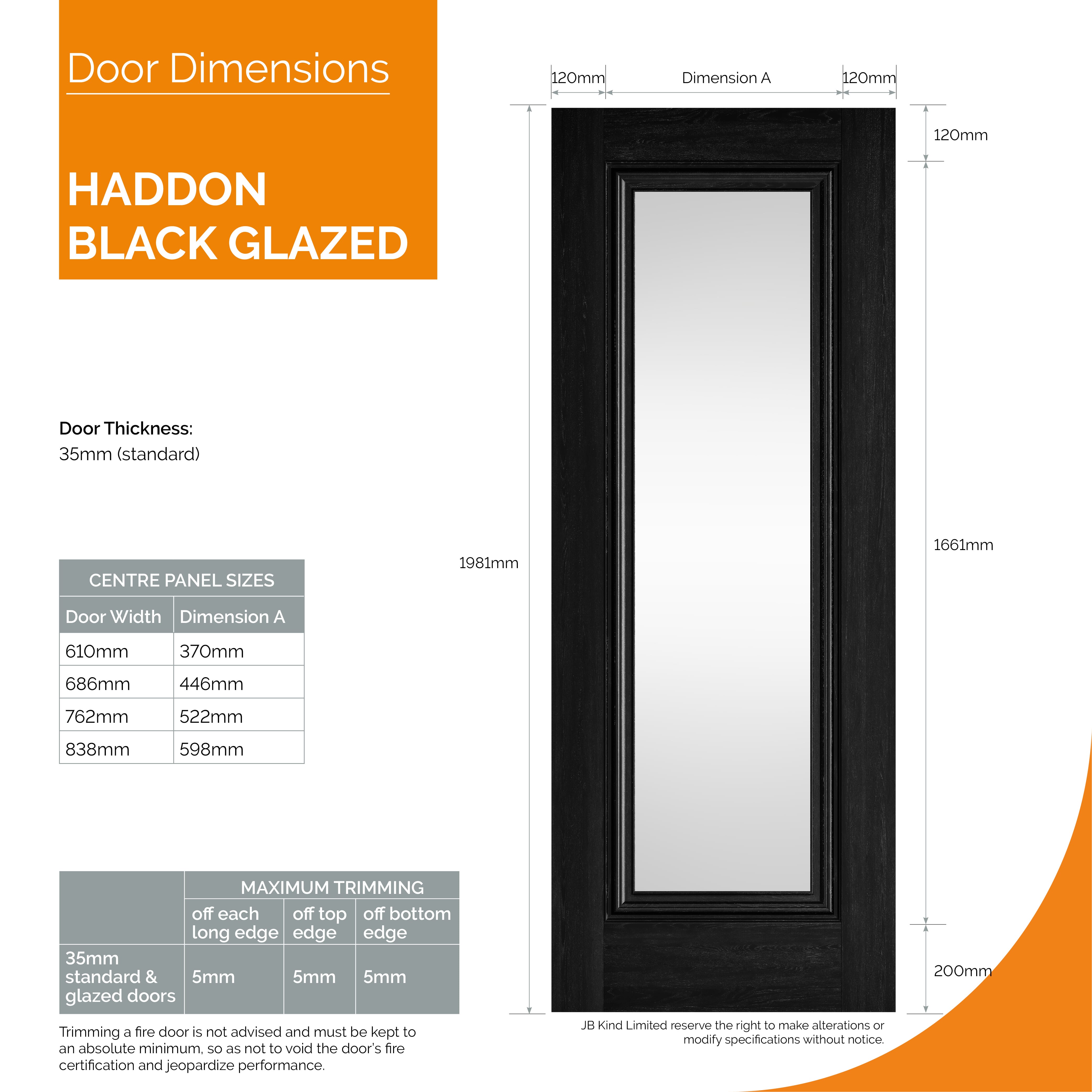686x1981x35mm Haddon Black Laminate Clear Glazed Internal Doors